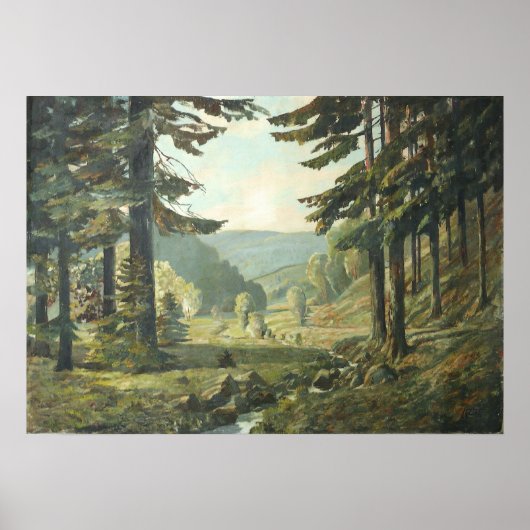 Old German Oil Painting – Forest Erzgebirge  1905 Poster (Vorne)