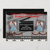 Old Glamour Hollywood Red Teppich Movie Einladung (Vorne/Hinten)