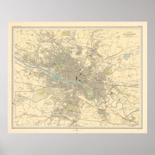 Old Glasgow Scotland Map (1912) Poster (Vorne)