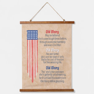 Old Glory 24 Stars on Blue Field Red White Stripes Wandteppich Mit Holzrahmen