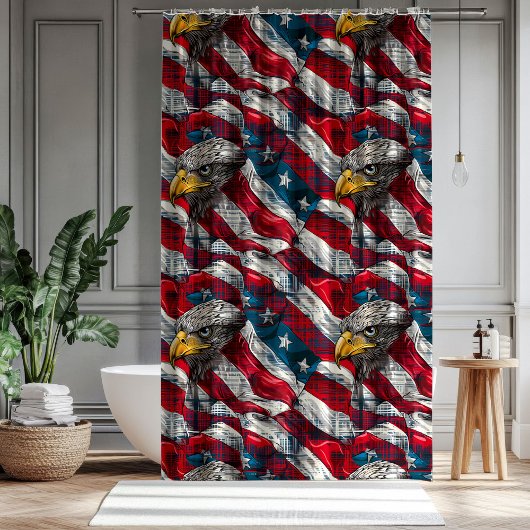 Old Glory Curtain Eagle Accent for July Fourth Duschvorhang