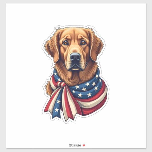 Old Glory Golden Retriever Vintage Shirt 2 Aufkleber (Blatt)