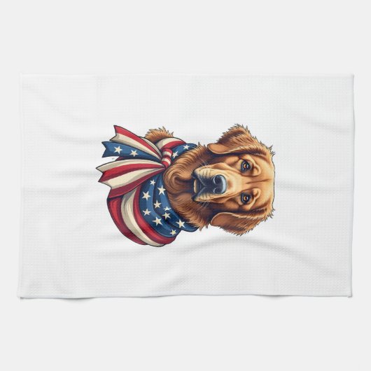 Old Glory Golden Retriever Vintage-Shirt 2 Geschirrtuch (Horizontal)