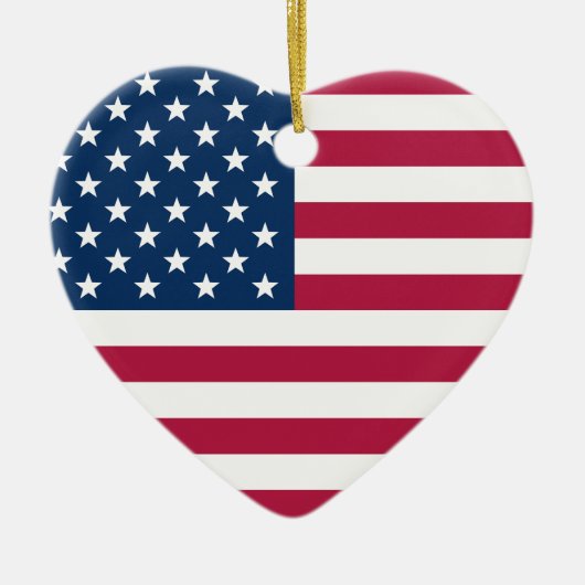 Old Glory Personalisiert Message USA Herz Keramik Ornament (Vorne)