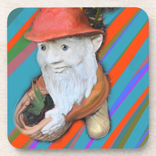 Old Gnome Gardener Getränkeuntersetzer (Vorderseite)