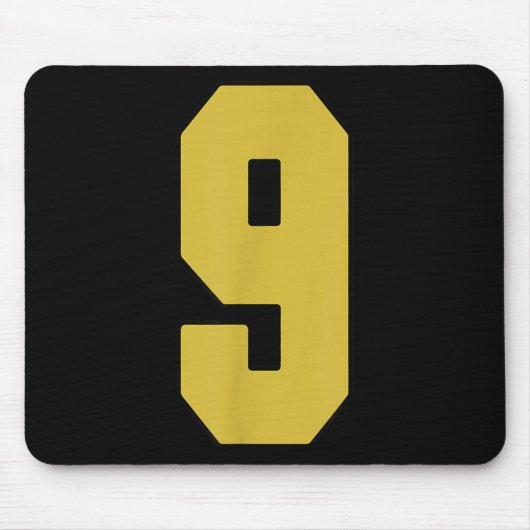 Old Gold Black Number 9 Jersey Player Uniform #9 Mousepad (Vorne)