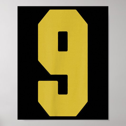 Old Gold Black Number 9 Jersey Player Uniform #9 Poster (Vorne)