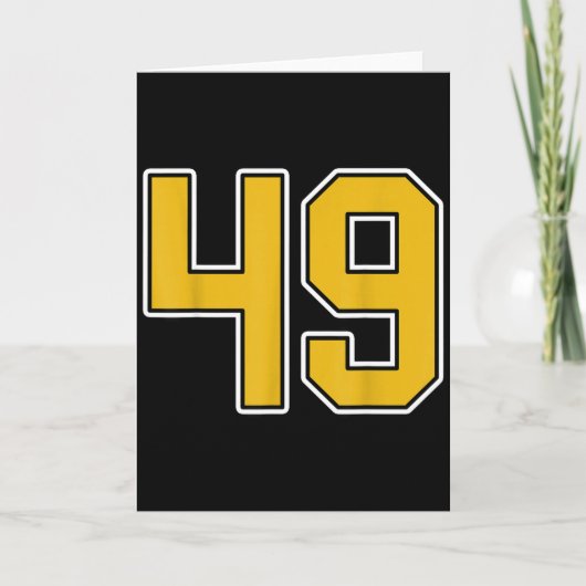 Old Gold Black White Sports Number 49 Jersey Unifo Karte (Vorderseite)