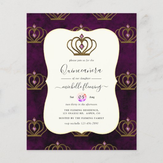 Old Gold Elegance Quinceñera Flyer (Vorne)