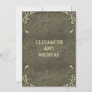 Old Gold Embossed Look Hochzeit Einladung