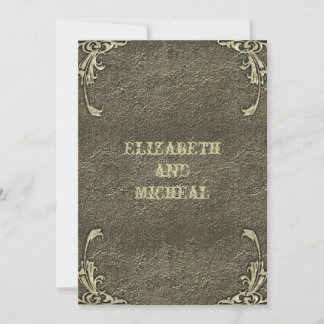 Old Gold Embossed Look Hochzeit Einladung