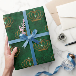 Old Gold Emerald Französisch Geschenkpapier
