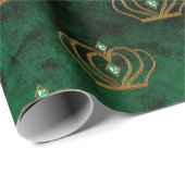 Old Gold Emerald Französisch Geschenkpapier (Rolleneckpunkt)