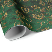 Old Gold Emerald Französisch Geschenkpapier (Rolleneckpunkt)