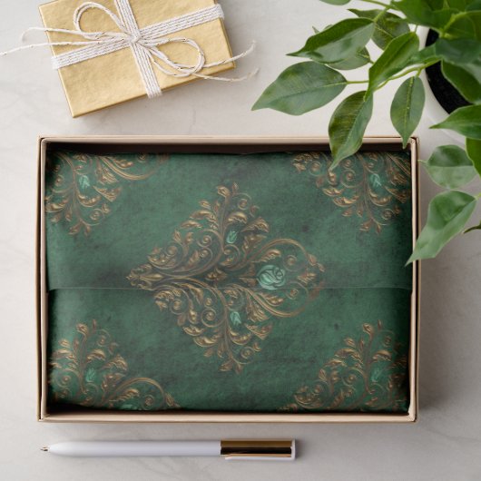 Old Gold Emerald Französisch Seidenpapier (Geschenk)
