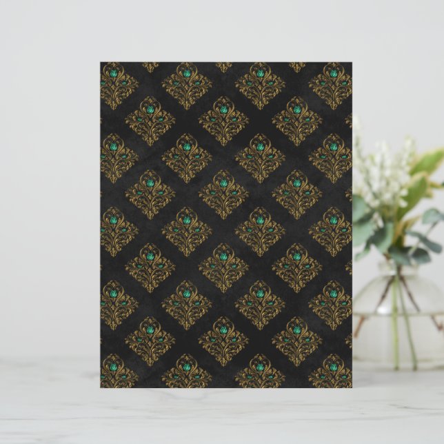 Old Gold Emerald French Srapbook Paper (Stehend Vorderseite)