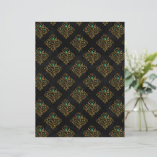 Old Gold Emerald French Srapbook Paper