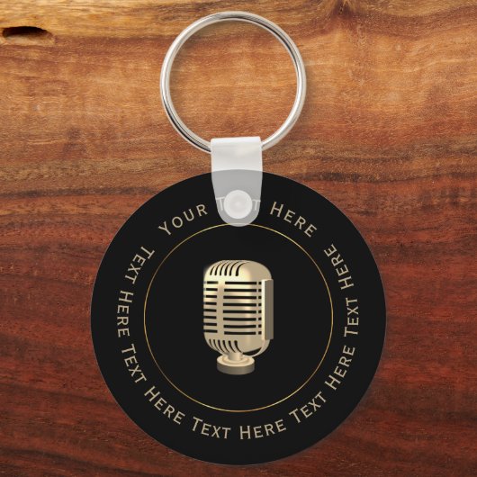 Old Gold Microphone Schlüsselanhänger (Vorderseite)