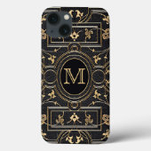 Old Gold Monogram Case-Mate iPhone Hülle (Rückseite)