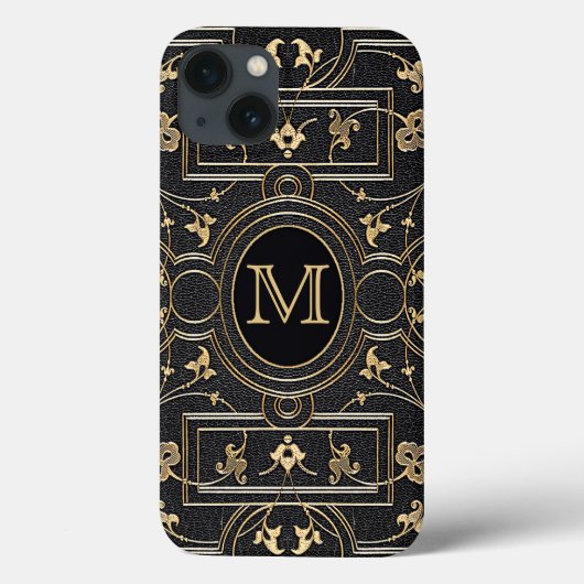 Old Gold Monogram Case-Mate iPhone Hülle (Rückseite)