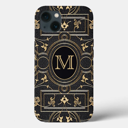 Old Gold Monogram Case-Mate iPhone Hülle (Rückseite)