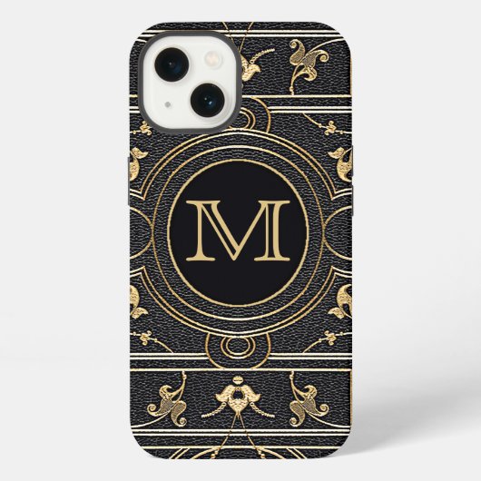 Old Gold Monogram iPhone Hülle (Rückseite)