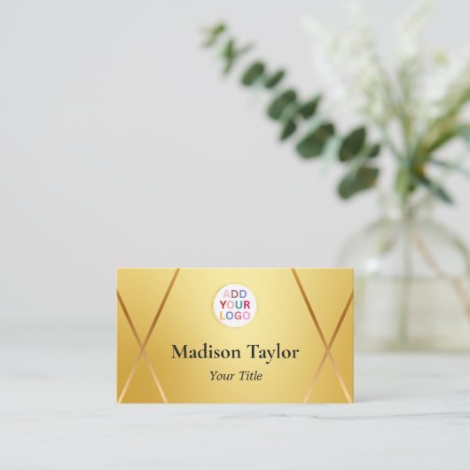 Old Gold QR Code Business Card Template und Logo Visitenkarte (Stehend Vorderseite)