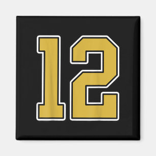 Old Gold Schwarz-weiß Sports Number 12 Jersey Unif Magnet