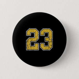 Old Gold Schwarz-weiß Sports Number 23 Jersey Unif Button