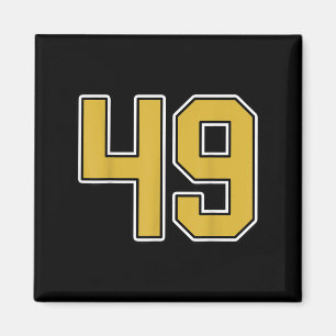 Old Gold Schwarz-weiß Sports Number 49 Jersey Unif Magnet