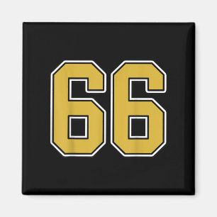 Old Gold Schwarz-weiß Sports Number 66 Jersey Unif Magnet