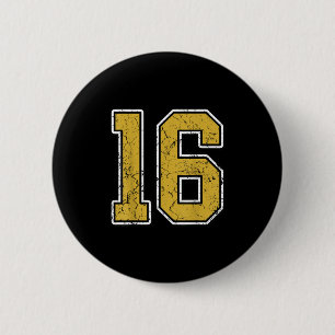 Old Gold Schwarz-weiß Srts Number 16 Jersey Unifor Button