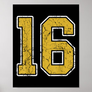 Old Gold Schwarz-weiß Srts Number 16 Jersey Unifor Poster
