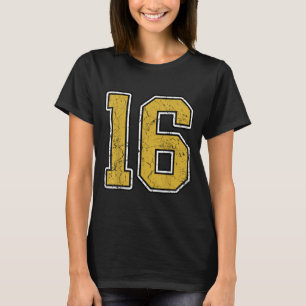 Old Gold Schwarz-weiß Srts Number 16 Jersey Unifor T-Shirt