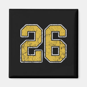 Old Gold Schwarz-weiß Srts Number 26 Jersey Unifor Magnet