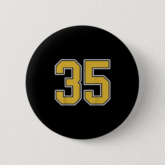 Old Gold Schwarz-weiß Srts Number 35 Jersey Unifor Button (Vorderseite)