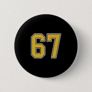Old Gold Schwarz Weiße Sport Nummer 67 Trikot Unif Button