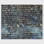 Old Gold Script Navy Geschenkpapier (Flach)