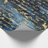 Old Gold Script Navy Geschenkpapier (Ecke)