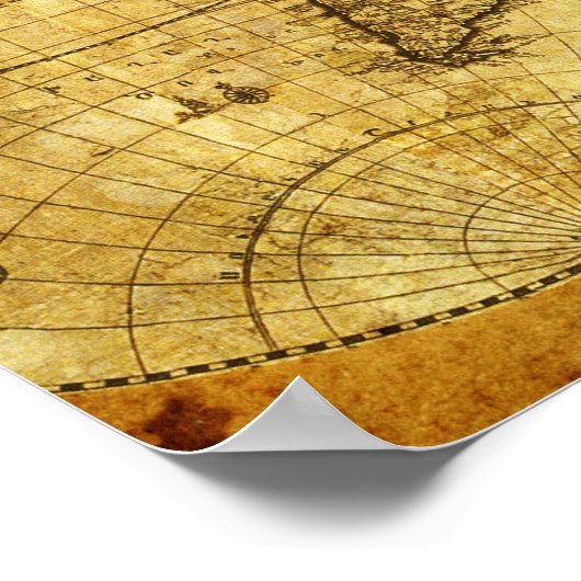 Old Golden World Map Poster (Ecke)