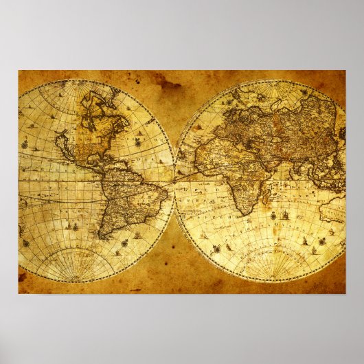 Old Golden World Map Poster (Vorne)