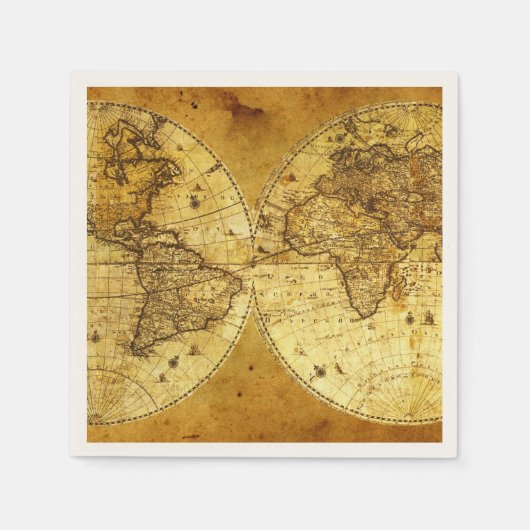 Old Golden World Map Serviette (Vorderseite)