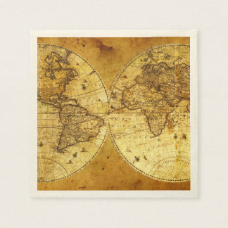Old Golden World Map Serviette