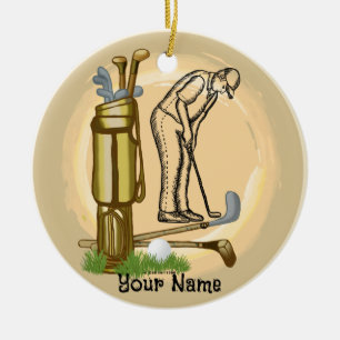 Old Golf Clubs Golf Keramik Ornament