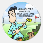 Old Golfer Runder Aufkleber (Vorderseite)