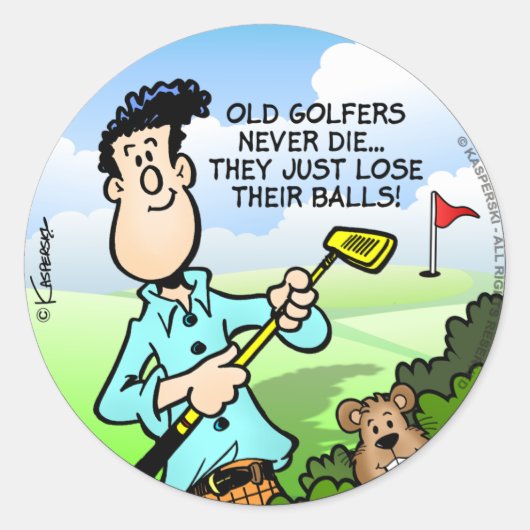 Old Golfer Runder Aufkleber (Vorderseite)