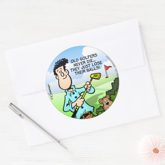 Old Golfer Runder Aufkleber (Umschlag)
