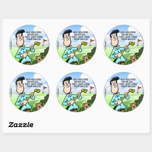 Old Golfer Runder Aufkleber (Blatt)