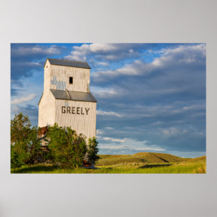 Old Grain Elevator in Virgelle, Montana, USA Poster