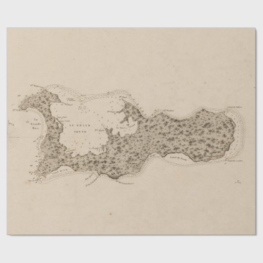 Old Grand Cayman Island Map (1836) Geschenkpapier (Flach)